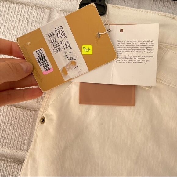 Galliano BNW Jeans Chinos Regular Women In White Slim Fit Mid rise Italy 25x31 - Picture 8 of 10